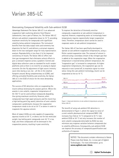 Varian 385-LC Evaporative Light Scattering Detector Product Leaflet