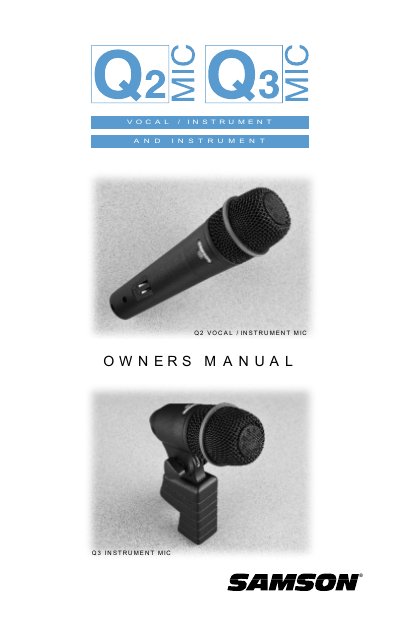 Samson Q2/Q3 Vocal and Instrument Microphone Owner's Manual - cover page