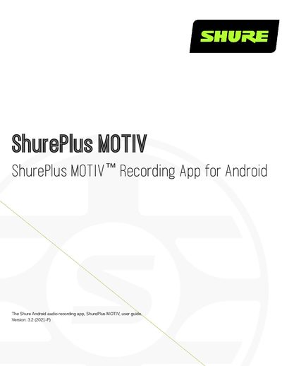 Shure MOTIV Recording App for Android User Guide - cover page