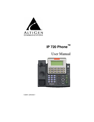 Altigen IP 720 Phone User Manual - cover page