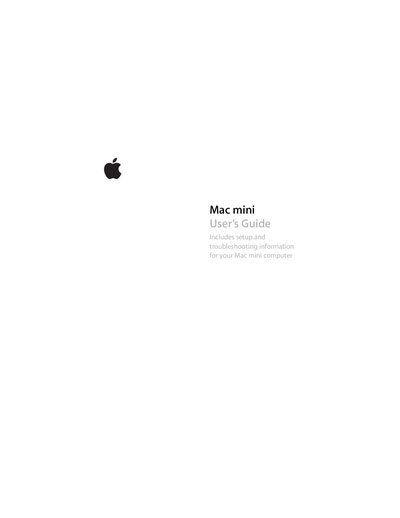 Apple Mac mini User Manual - cover page