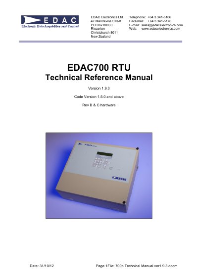 EDAC 700b RTU Technical Reference Manual - cover page
