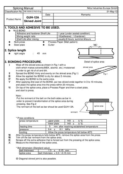NLG GUH-12A Adhesive and Hardener Splicing Manual - cover page