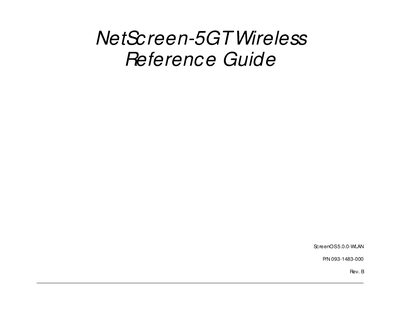 Juniper NetScreen-5GT Wireless Reference Guide - cover page