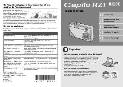 Ricoh Caplio RZ1 Digital Camera User Manual - cover page