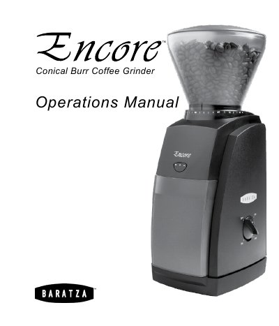 Baratza Encore Conical Burr Coffee Grinder Operations Manual - cover page