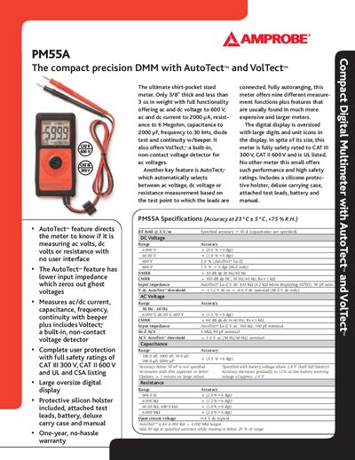 Amprobe PM55A Digital Multimeter Datasheet - cover page