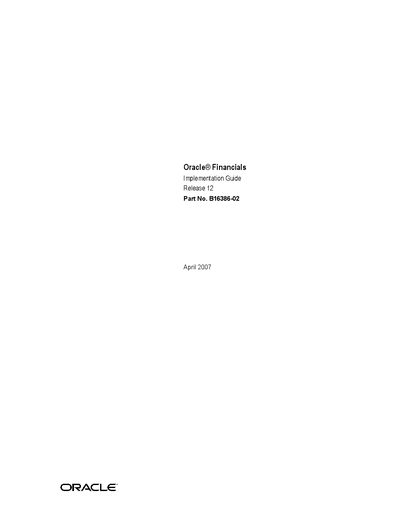 Oracle Financials Release 12 Implementation Guide - cover page