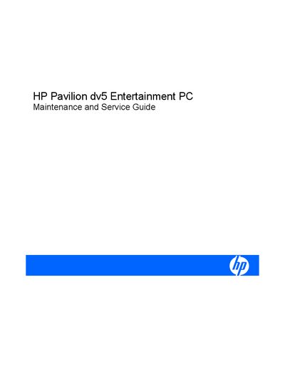 HP Pavilion dv5 Entertainment PC Maintenance and Service Guide - cover page