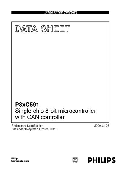 Philips P8xC591 8-bit Microcontroller Datasheet - cover page