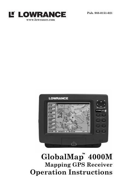 Lowrance GlobalMap 4000M Mapping GPS Receiver Operation Instructions - cover page