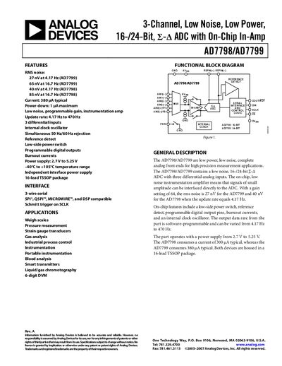 Analog Devices AD7798/AD7799 Datasheet - cover page