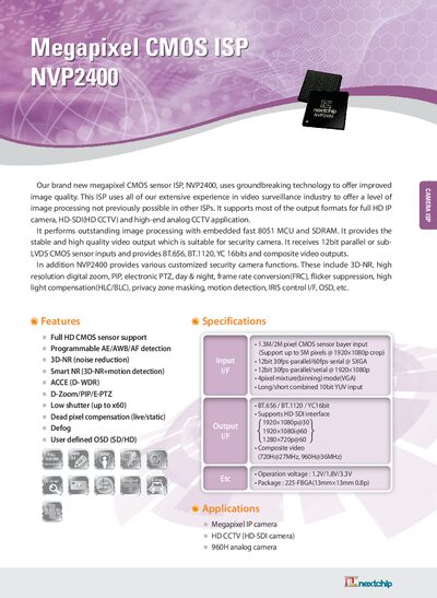 Nextchip NVP2400 CMOS ISP Datasheet - cover page
