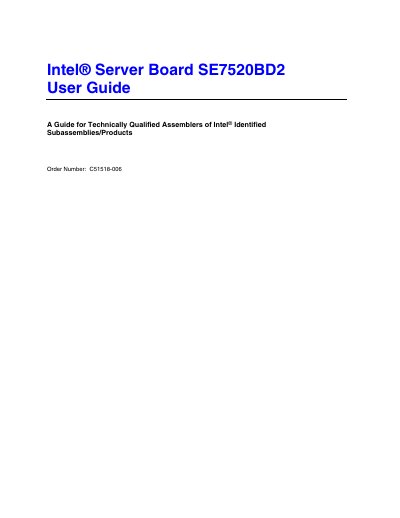 Intel SE7520BD2 Server Board User Guide - cover page