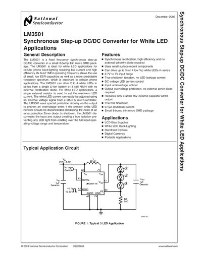 National Semiconductor LM3501 Datasheet - cover page