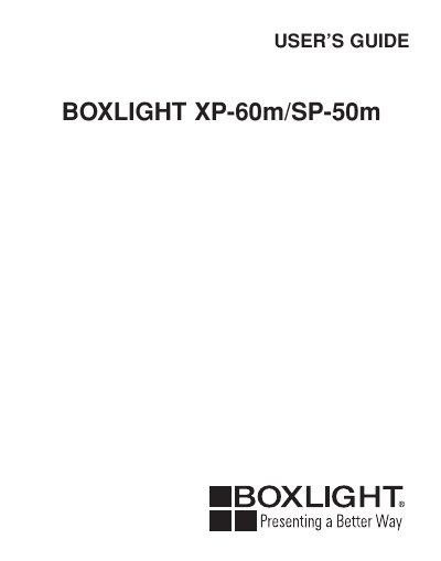 BOXLIGHT XP-60m/SP-50m LCD Projector User's Guide - cover page