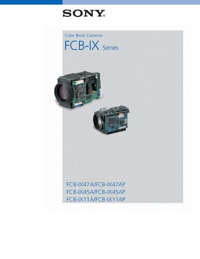 Sony FCB-IX Series Color Block Cameras Datasheet - cover page