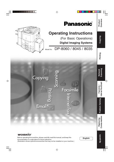 Panasonic DP-8060/8045/8035 Digital Imaging Systems Manual - cover page