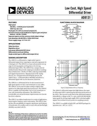 Analog Devices AD8131 Product Handbook Rev B