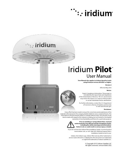 Iridium Pilot User Manual - cover page