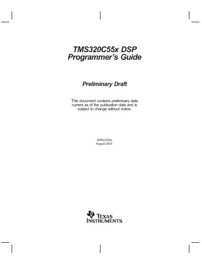 Texas Instruments TMS320C55x Programmer's Guide - cover page