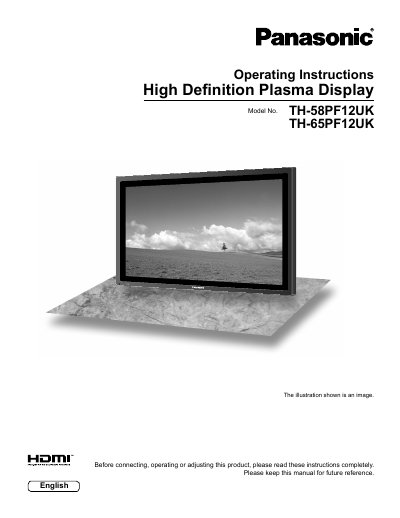 Panasonic Panasonic TH-42PF11UK TH-50PF11UK TH-58PF11UK TH-65PF11UK Manual Manual - cover page