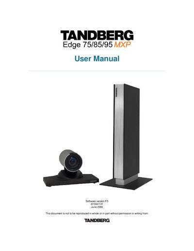 TANDBERG Edge 75/85/95 MXP User Manual - cover page