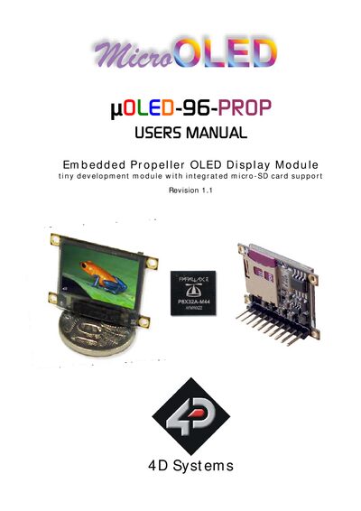 4D Systems µOLED-96-PROP User Manual - cover page