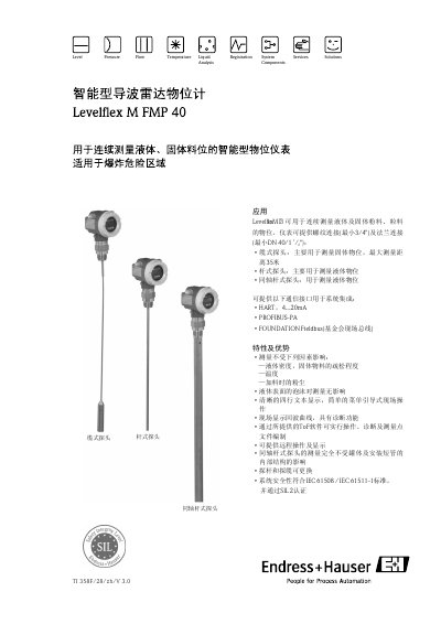 Endress+Hauser FMP40 LevelflexM Radar Level Meter User Manual - cover page
