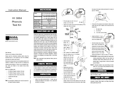 Hanna Instruments HI 3864 Phenols Test Kit Instruction Manual - cover page