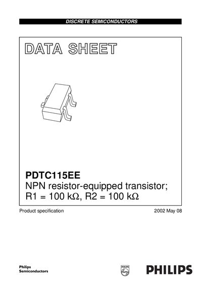Philips PDTC115EE NPN Resistor-Equipped Transistor Datasheet - cover page