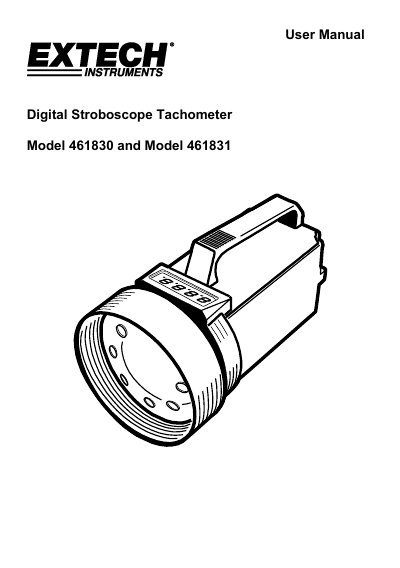 Extech Digital Stroboscope Tachometer Model 461830/461831 User Manual - cover page
