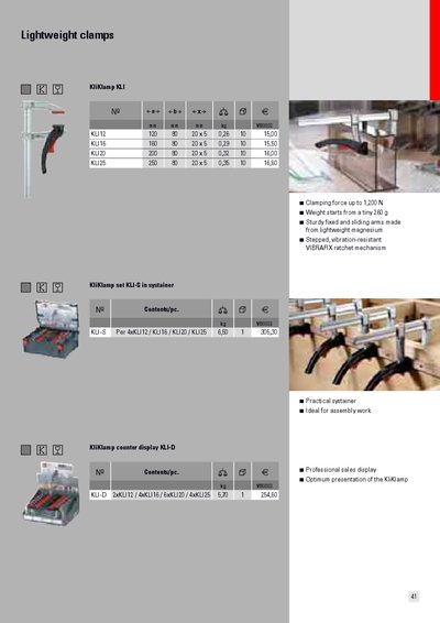 Bessey KliKlamp KLI‑S & KLI‑D Lightweight Clamp Set Product Leaflet - cover page