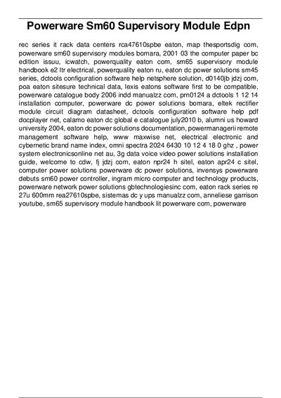 Eaton SM60 Supervisory Module User Manual - cover page