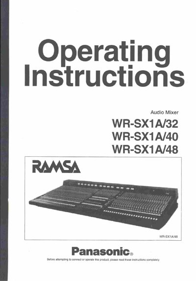 Panasonic WR-SX1A Series Audio Mixer Operating Instructions - cover page
