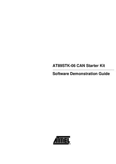Atmel AT89STK-06 CAN Starter Kit Software Demonstration Guide - cover page