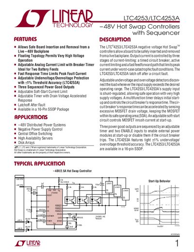 Linear Technology LTC4253/LTC4253A 48V Hot Swap Controller Manual