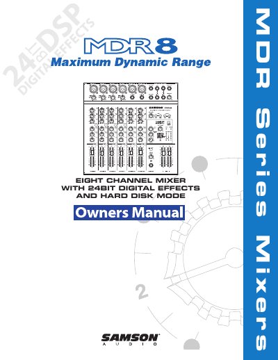 Samson MDR8 Eight Channel Mixer User Manual - cover page