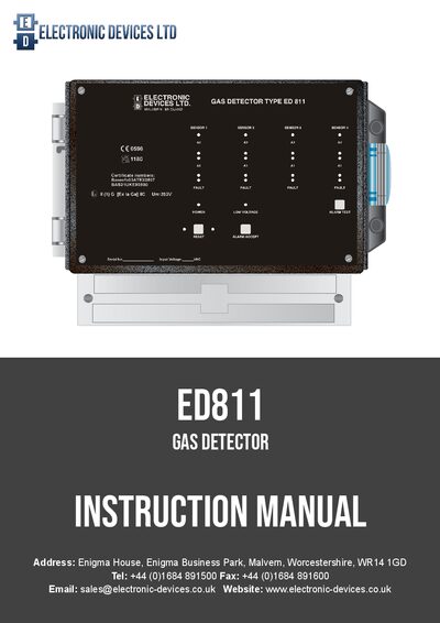 Electronic Devices ED811 Gas Detector Instruction Manual - cover page