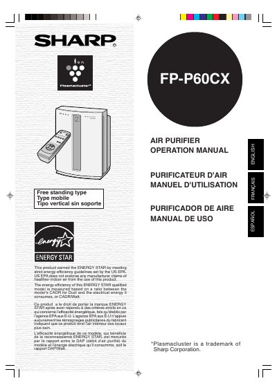 Sharp FP-P60CX Air Purifier Operation Manual - cover page