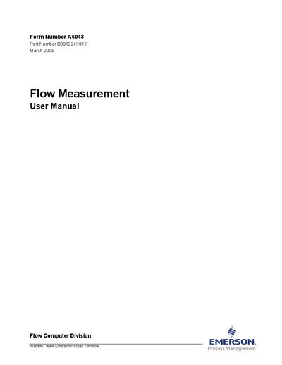 Emerson D301224X012 Flow Computer Flow Measurement User Manual - cover page