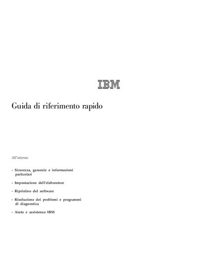 IBM Quick Reference Guide - cover page