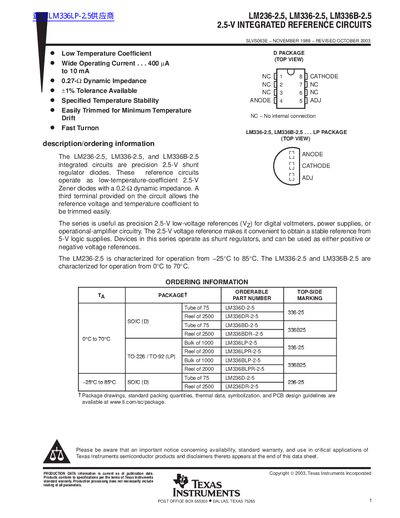 Texas Instruments LM236-2.5 Datasheet - cover page