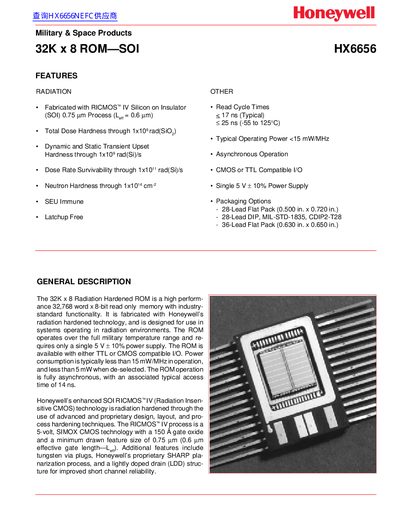 Honeywell HX6656 32K x 8 ROM Datasheet