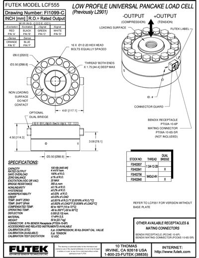 FUTEK LCF555 Load Cell Datasheet - cover page
