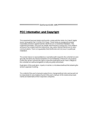 NVIDIA GeForce 6100 AM2 User Manual - cover page