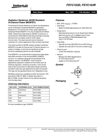intersil FSYC163D FSYC163R handbook - cover page