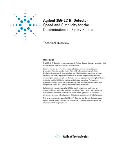 Agilent 356-LC RI Detector Technical Overview for Epoxy Resins - cover page