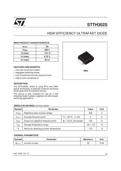 STMicroelectronics STTH302S Datasheet - cover page