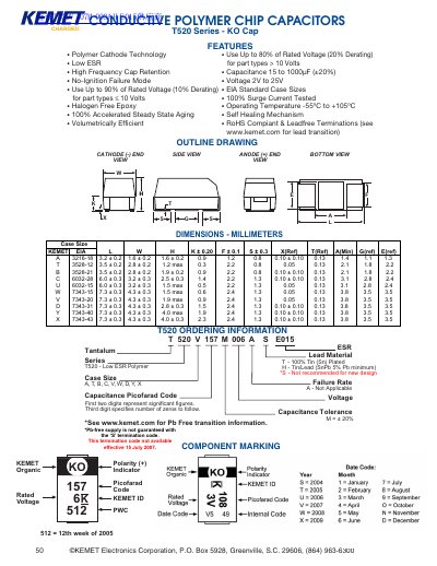 KEMET T520 Series Datasheet - cover page